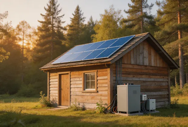 Remote off-grid solar cabin application